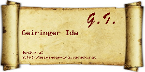 Geiringer Ida névjegykártya